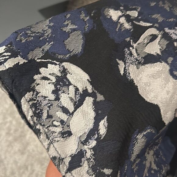 New Eva Franco for Anthropologie Blue/Silver Floral Brocade Midi Dress Sz 8 NWT - Picture 5 of 13